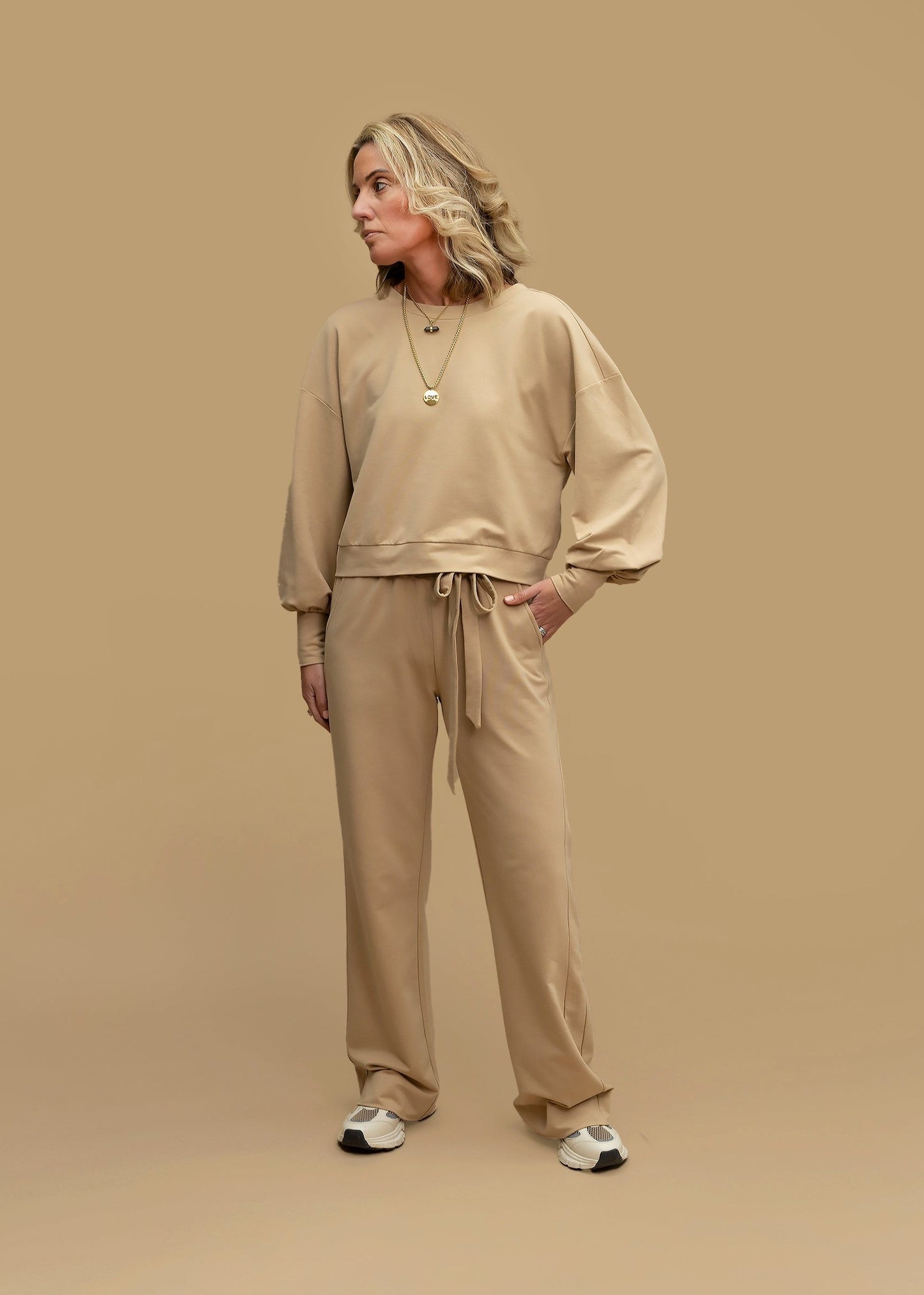 GODDESS wide leg trousers, camel