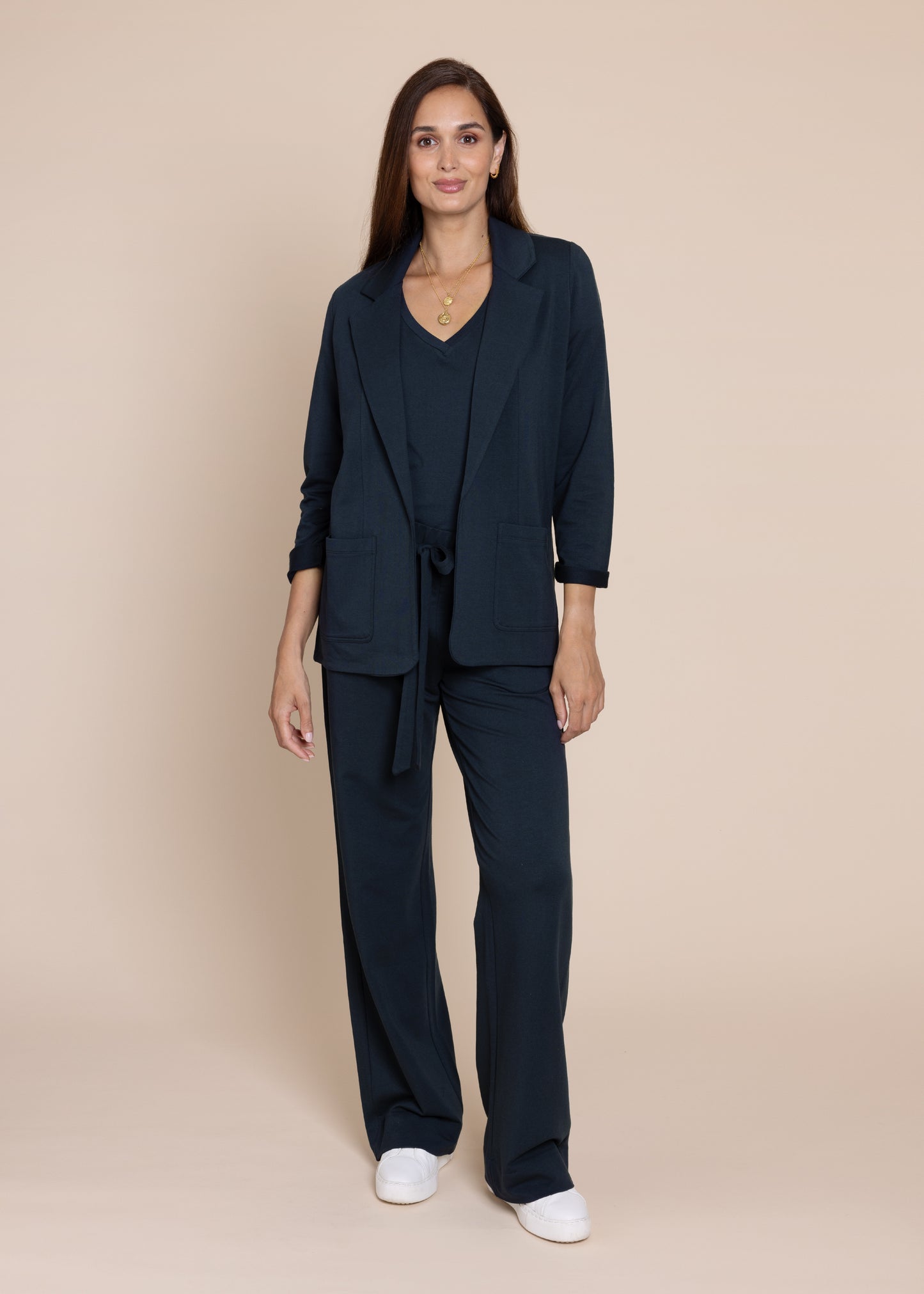 GODDESS wide leg trousers, navy