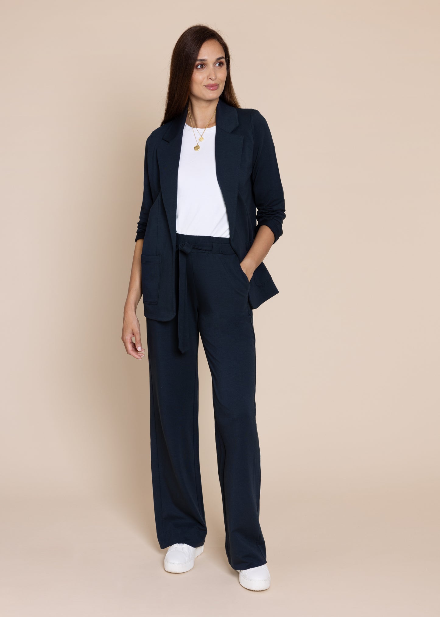 GODDESS wide leg trousers, navy