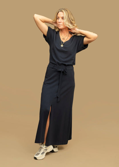 ATHENA v-neck, short sleeve top, navy (SALE)