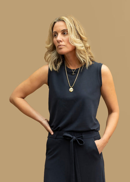 HERO sleeveless top, navy (SALE)