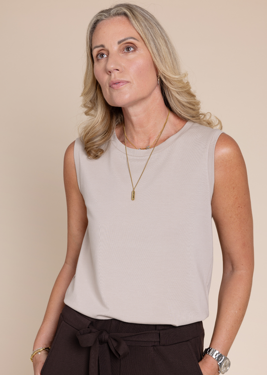 HERO sleeveless top, taupe
