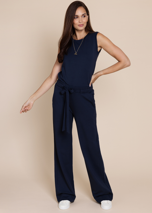 GODDESS wide leg trousers, navy