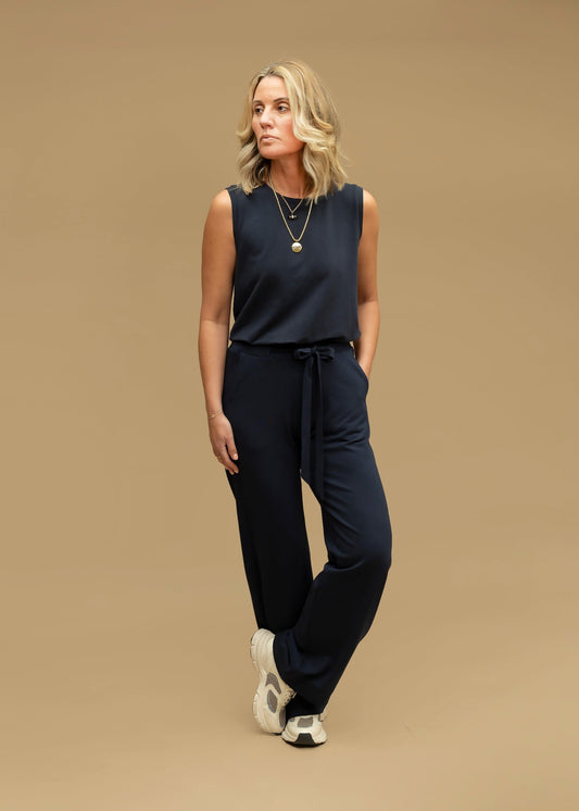 GODDESS wide leg trousers, navy