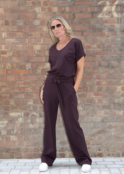 GODDESS wide leg trousers, burgundy