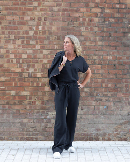 GODDESS wide leg trousers, charcoal