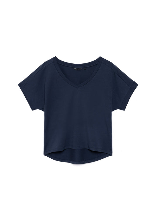 ATHENA v-neck, short sleeve top, navy