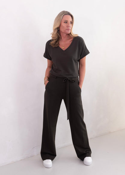 ATHENA wide leg jump-set, olive