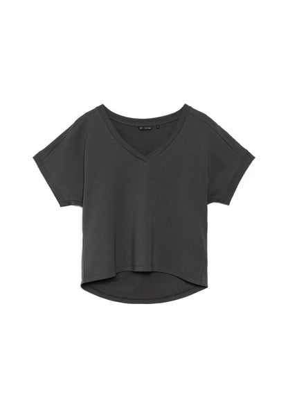 ATHENA v-neck, short sleeve top, olive