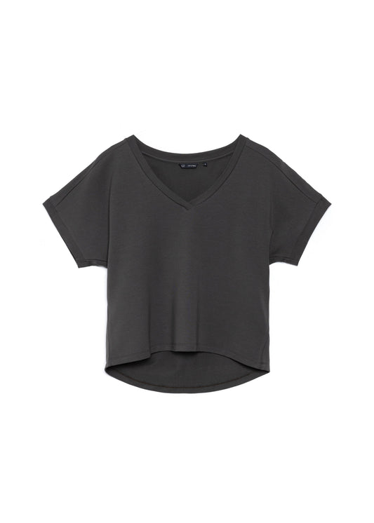 ATHENA v-neck, short sleeve top, olive