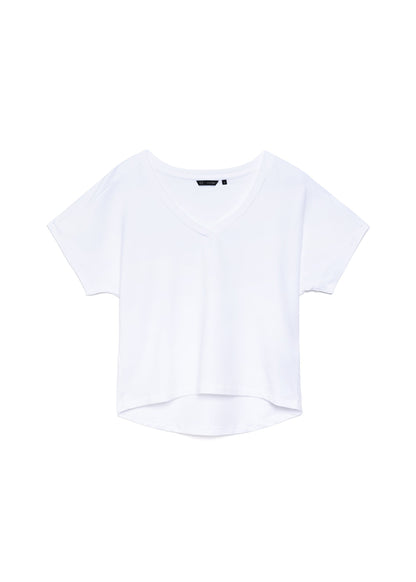 ATHENA v-neck, short sleeve top, white