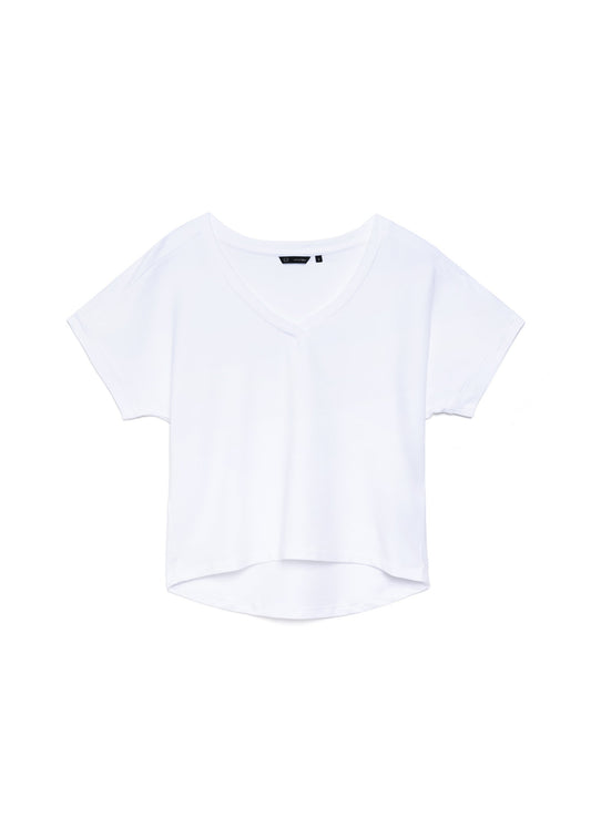 ATHENA v-neck, short sleeve top, white