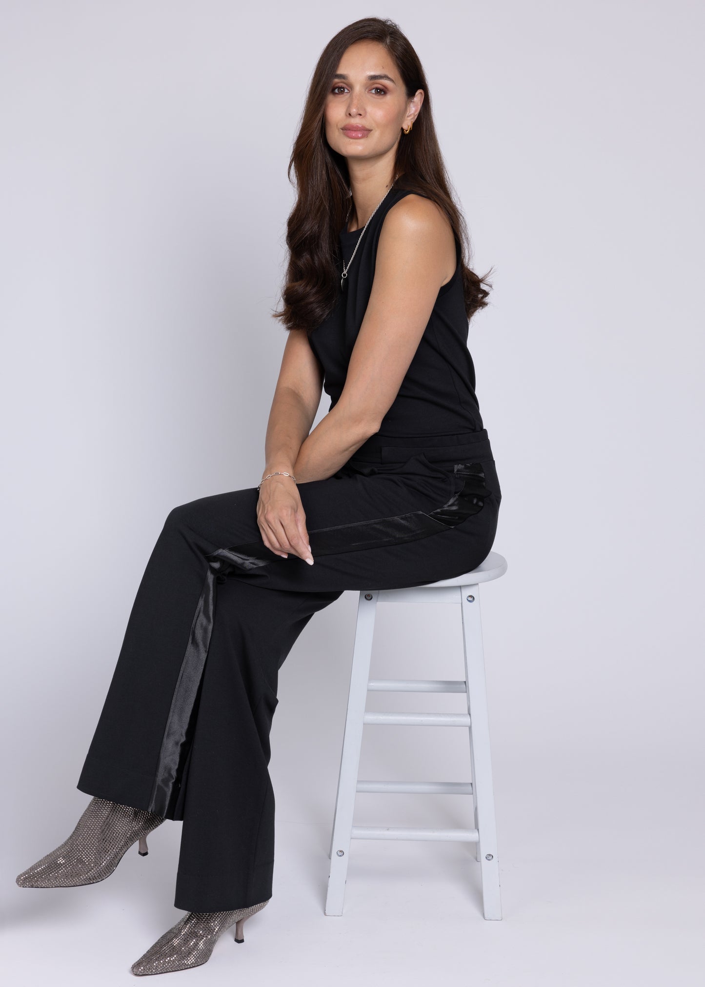 GODDESS wide leg trousers, black