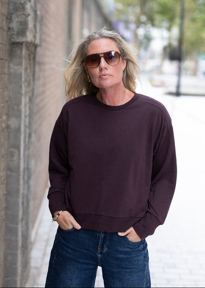 GAIA relaxed long-sleeve top - burgundy