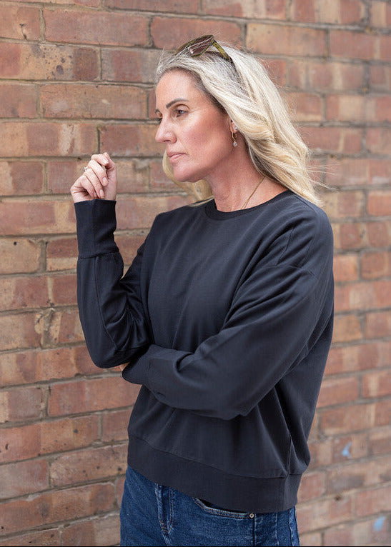 GAIA relaxed long-sleeve top - charcoal
