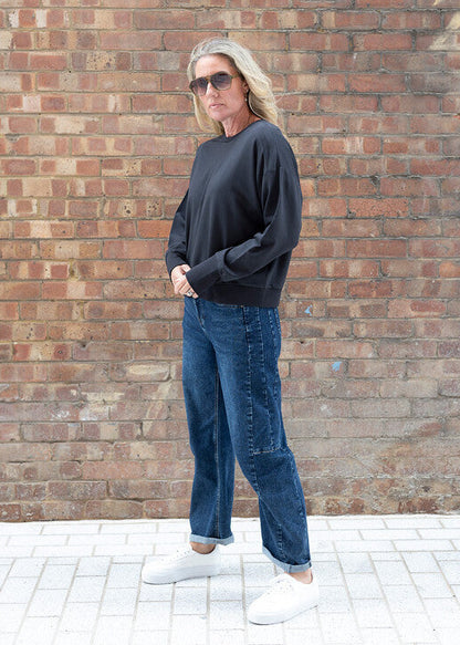 GAIA relaxed long-sleeve top - charcoal