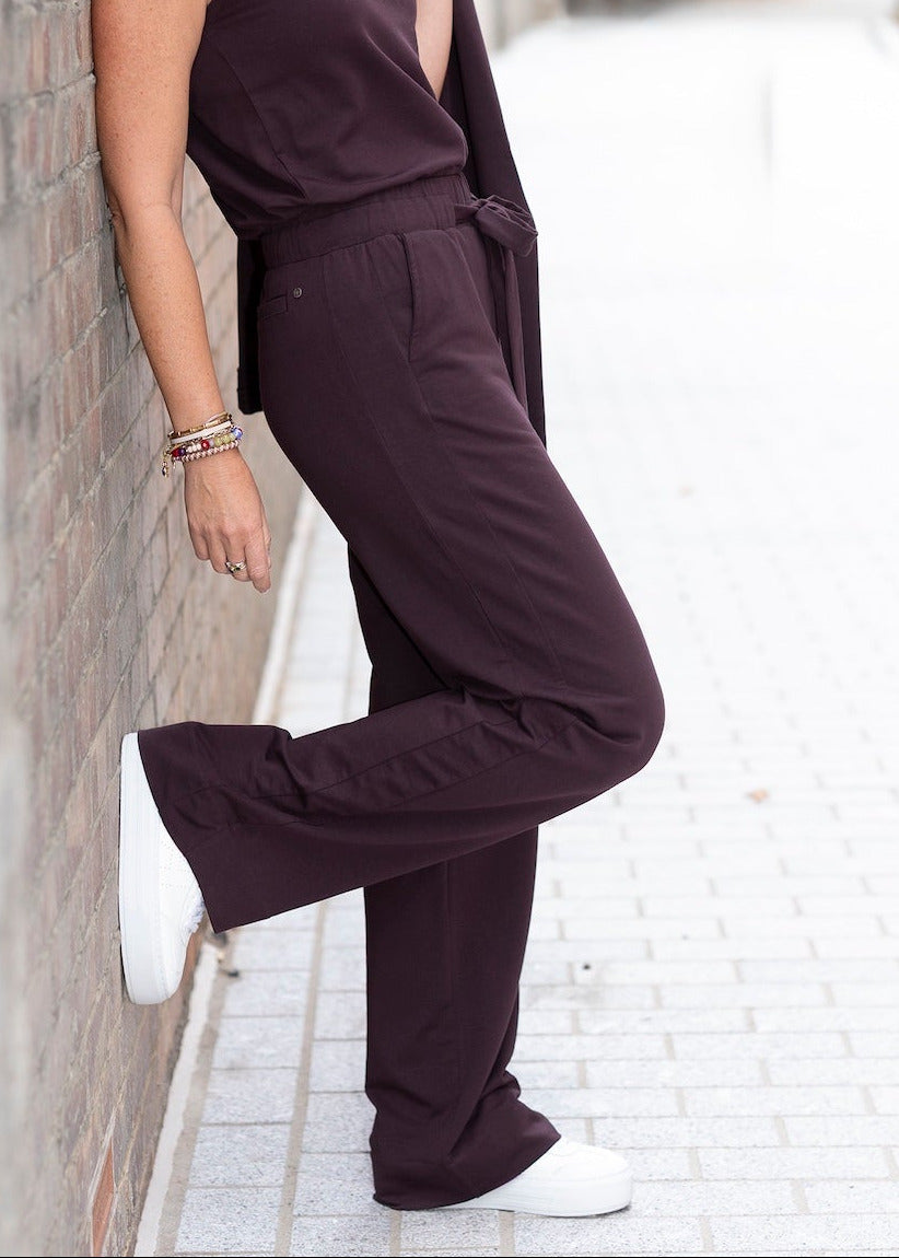 GODDESS wide leg trousers, burgundy