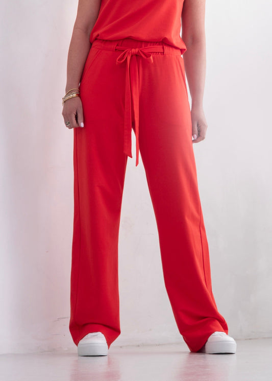 GODDESS wide leg trousers, coral
