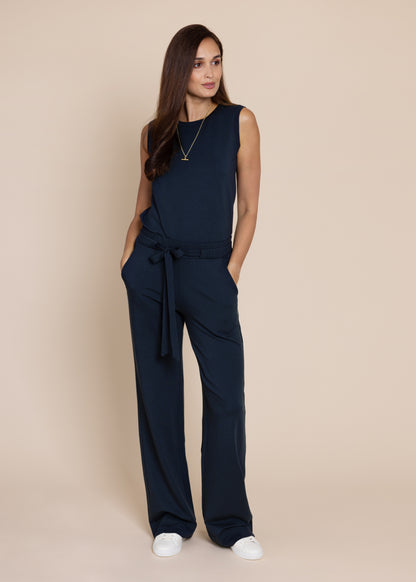 GODDESS wide leg trousers, navy