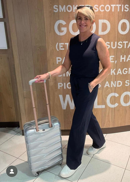 GODDESS wide leg trousers, navy