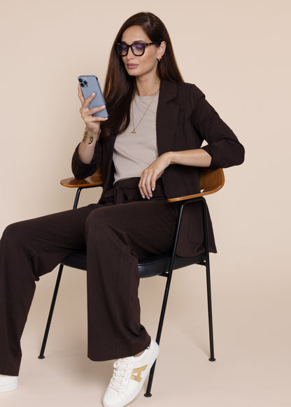 GODDESS wide leg trousers, chocolate