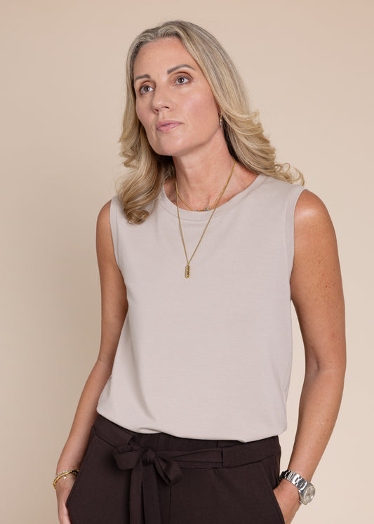 HERO sleeveless top, taupe