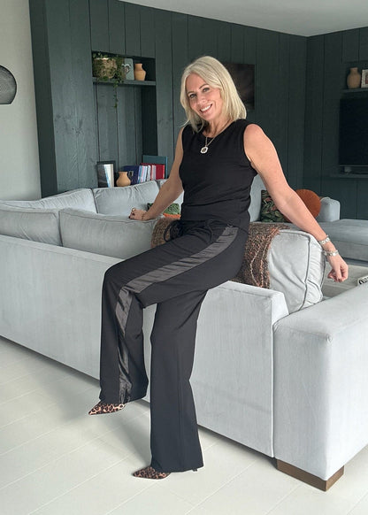 GODDESS wide leg trousers, black