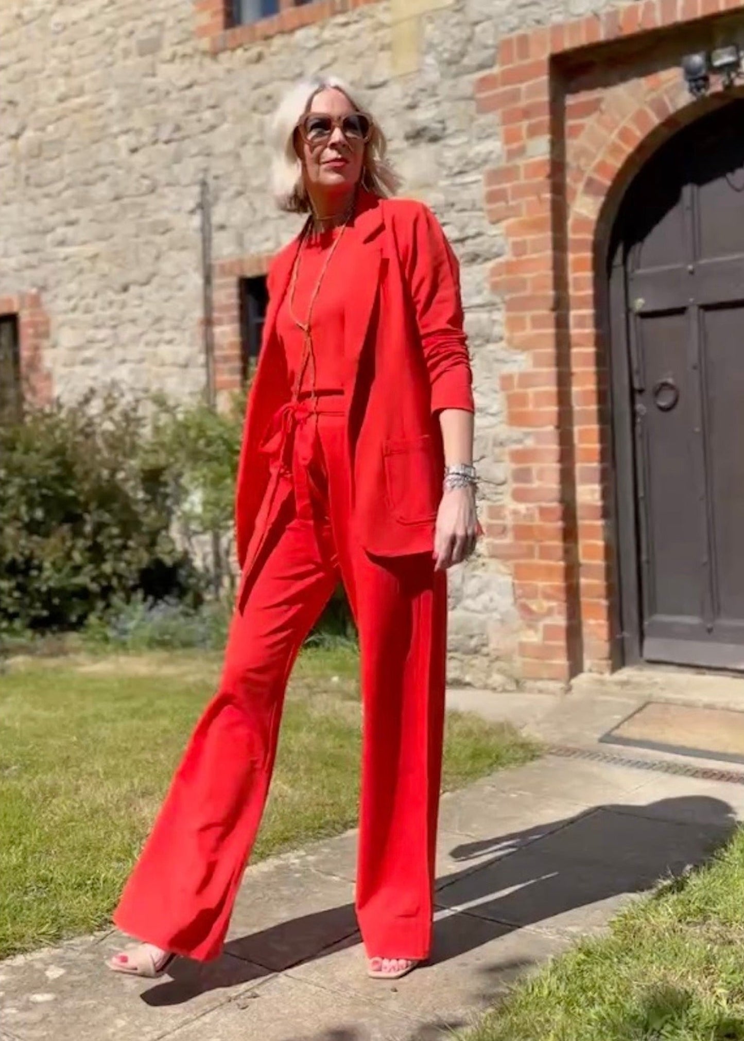GODDESS wide leg trousers, coral