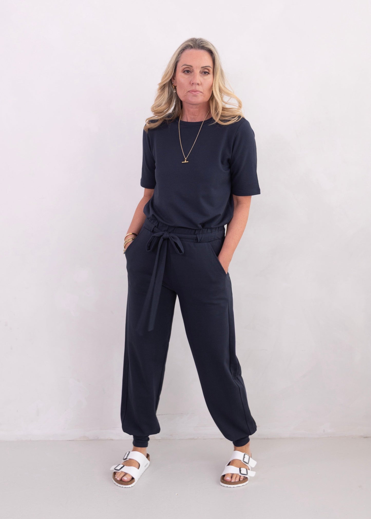 SIREN cuffed leg trousers, navy