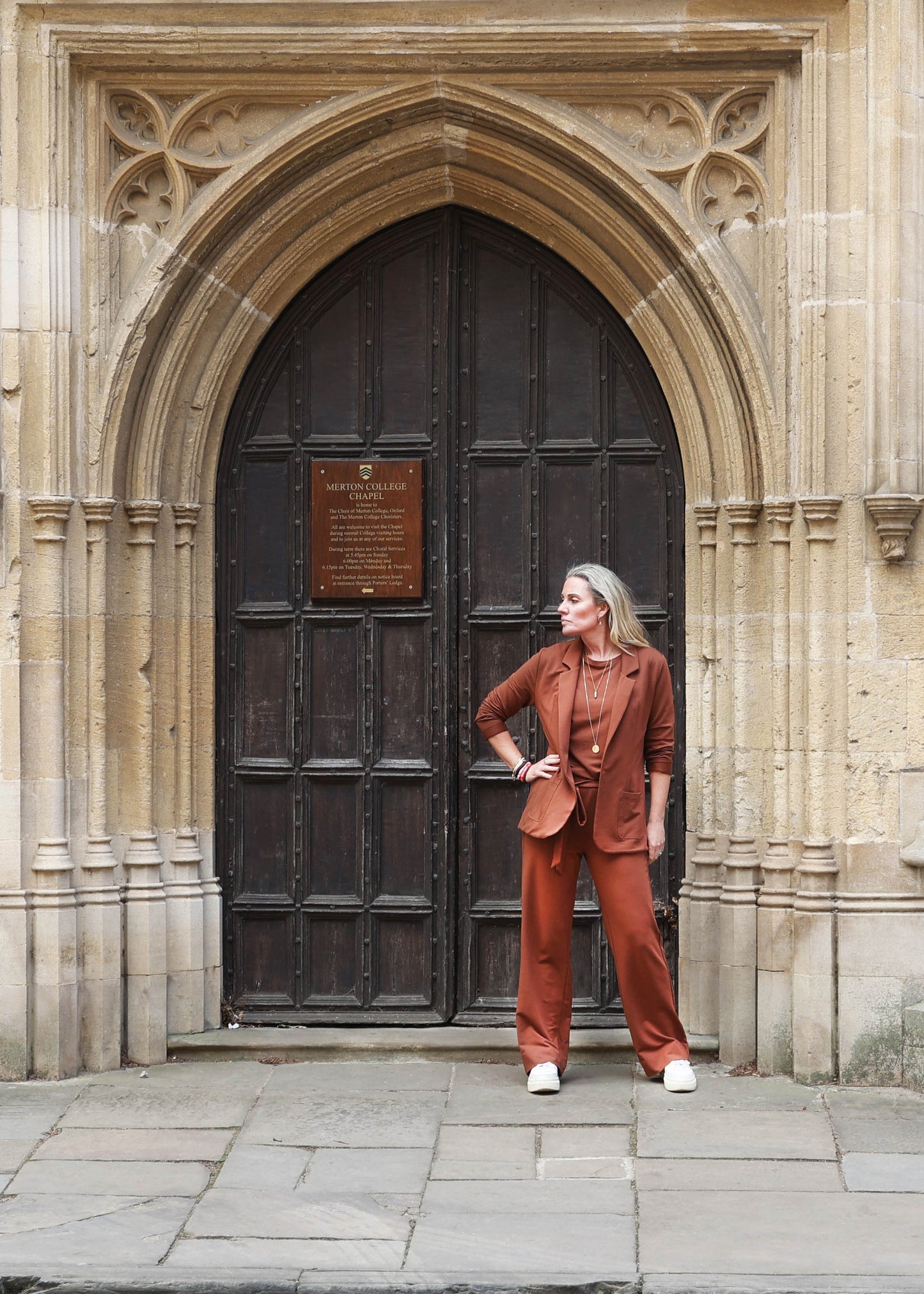 GODDESS wide leg trousers, praline