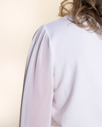 DAPHNE sheer sleeve top, ivory
